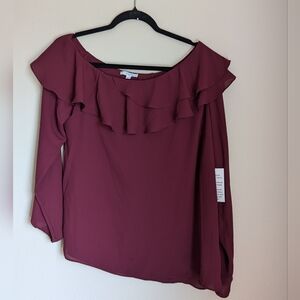 NWT Maette Wine Color Blouse Size XL